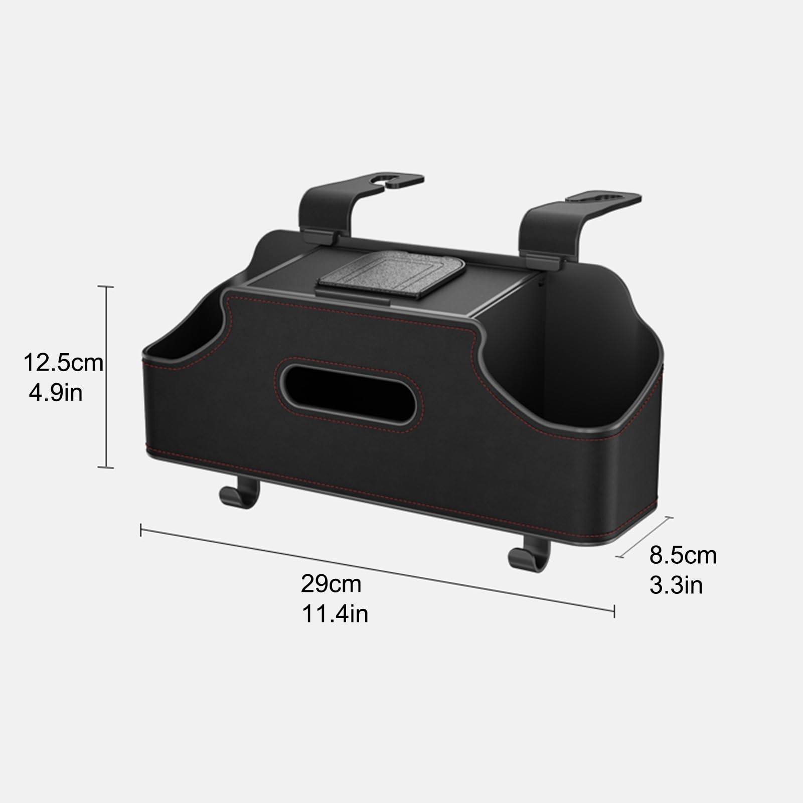Getränkehalter for Autositztablett, Autositztablett for Lebensmittel, Kopfstützentablett for den Rücksitz, Autotisch mit Telefonhalter(Black)