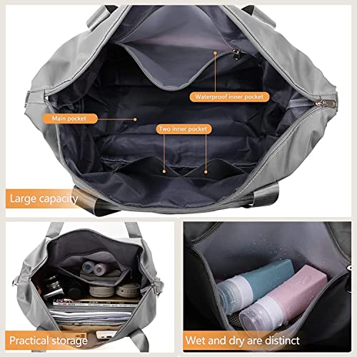 Image of bagsmart Alphabita Foldable Travel Duffel Bag, Large Capacity Folding Lightweight Waterproof Carry Luggage Fashion Bag (Grey)