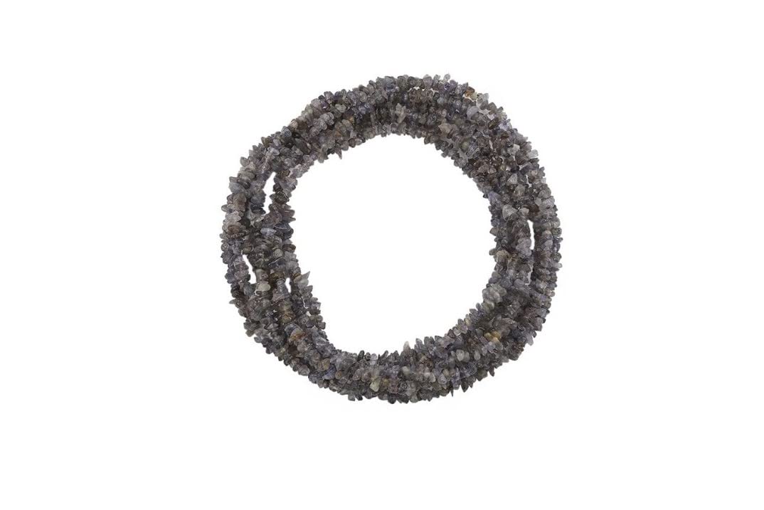 Pépites d'iolite naturelle de 350 cts, fil infini d'exception pour parures de luxe