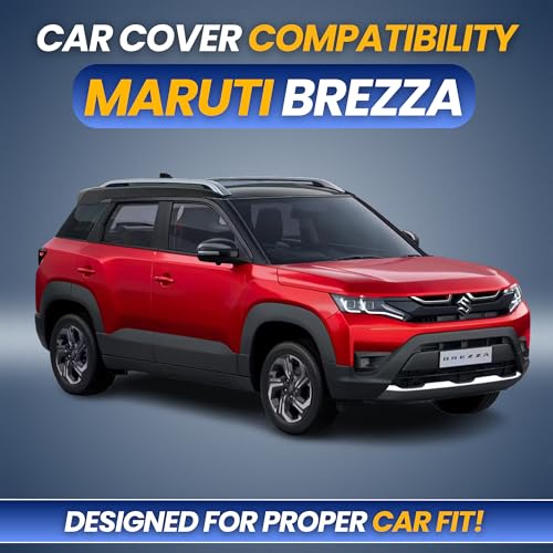 Image of Car Cover for Maruti Suzuki Vitara Brezza 2022-2026 | 100% Waterproof Heavy-Duty 3-Layer Car Body Cover | All-Weather Rain, UV, Heat & Dust Protection | Custom Fit | Antenna Pocket | Navy Blue