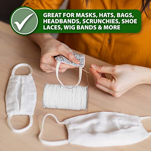 Mandala Crafts Flat Elastic Band, Braided Stretch Strap Cord Roll For Sewing And Crafting; 1/4 Inch 6Mm 50 Yards White #TOP4