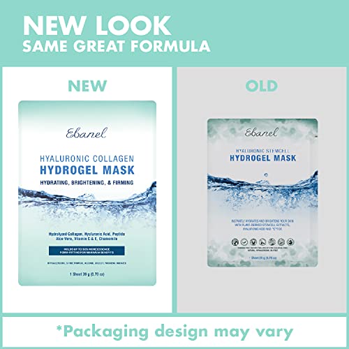 Ebanel 10-Pack Hydrogel Collagen Mask For Face, Instant Brightening Hydrating Face Mask Sheet Mask For Firming, Lifting Anti Aging Anti Wrinkle With Hyaluronic Acid, Peptide, Aloe Vera, Vitamin C & E #TOP4