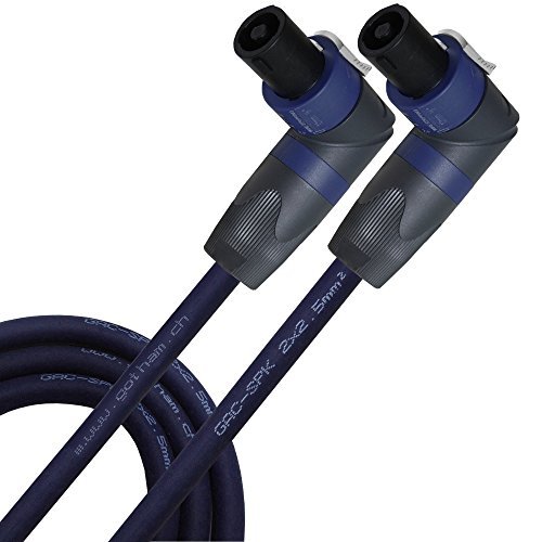 10 Foot - Gotham GAC-SPK 2 x 2.5mm² (Blue), 13 AWG (2.5 mm²) Coaxial Speaker Cable w/Neutrik NL4FRX Right-Angled SPEAKON Plugs - CUSTOM MADE By WORLDS BEST CABLES