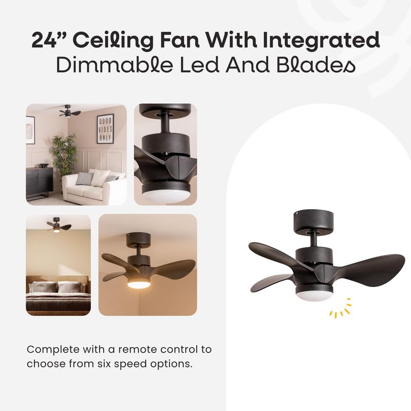 Kviflon 52 In. Indoor/Outdoor 6 Speed Black Ceiling Fan With Integrated Dimmable LED Light And Remote/APP Control YT 8900 52XD BK - View #7