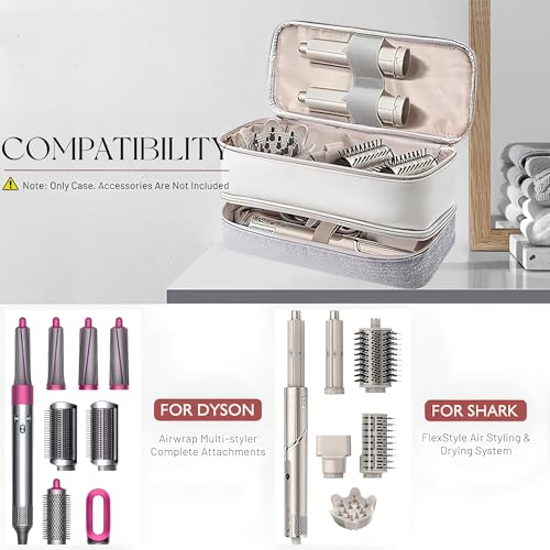 Travel Case for Dyson Airwrap Shark FlexStyle Revlon Hair Dryer Double Layer Storage Organizer Bag with Shockproof Design Portable Protective Carrying Pouch for Hair Styler Toolsr