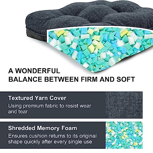 Wellsin Indoor Chair Cushions For Dining Chairs 4 Pack, 15.5" X 15.5" Kitchen Chair Cushions With Ties And Non-Slip Backing, Tufted Shredded Memory Foam Kitchen Chair Pads (Navy) #TOP4