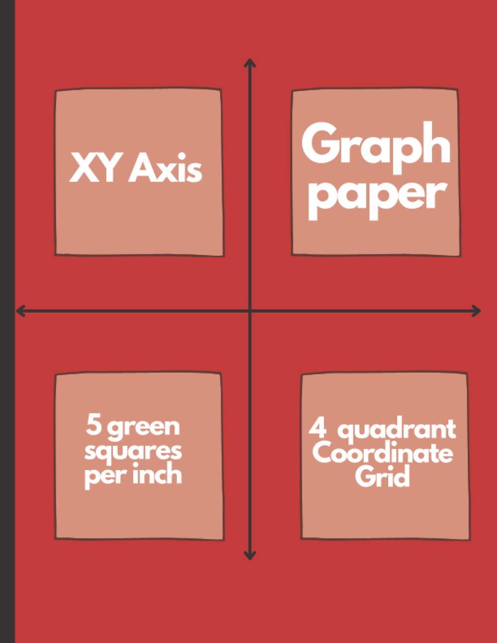 Graph Paper XY Axis 4 Quadrant Coordinate Grid: 5 Squares Per Inch Red