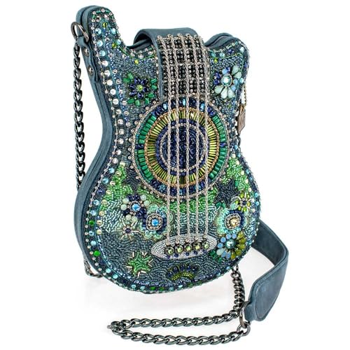 Mary Frances Starlet Beaded Crossbody Guitar Handbag, Blue2