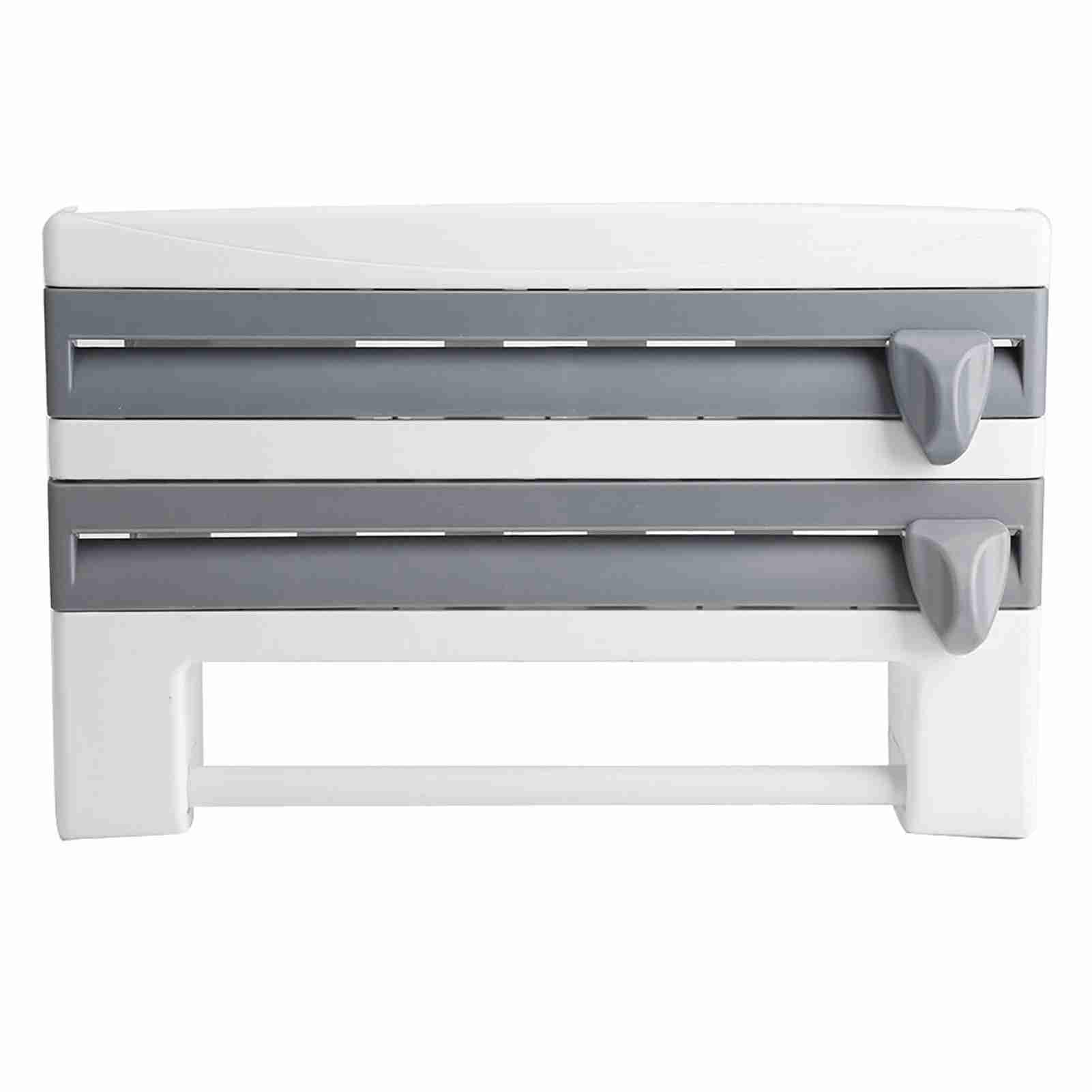 Portarrollos de Pared con Estante Portarrollos de Cocina Porta Rollos con Cortador de Papel de Aluminio Portarrollos de Papel para Rollo de Cocina Papel de Aluminio Película Adhesiva
