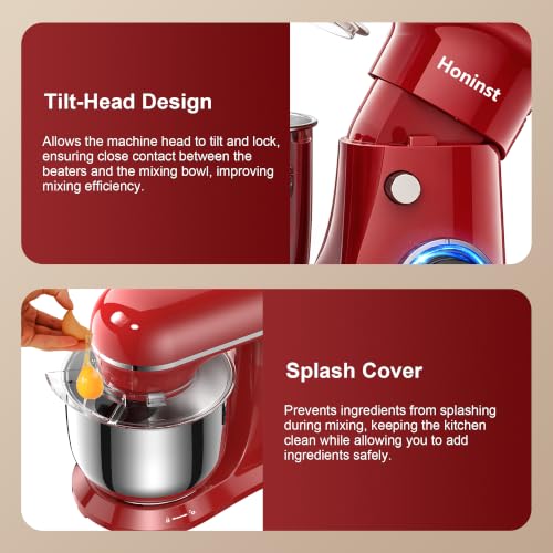 Image of Honinst 4QT Electric Stand Mixer, 10-Speed Tilt-Head Compact Kitchen Mixer