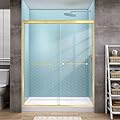 GETPRO Shower Door Double Sliding 57-60 in. W x 72 in. H Semi-Frameless Bypasss Bathroom Glass Shower Sliding Doors,1/4 inch Clear Tempered Glass Door for Walk-in Shower Brushed Gold
