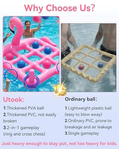๐๐๐๐ ๐๐๐ Utook Pool Party Toys Games Set -Giant Tic Tac Toe Yard Games- 2-in-1 Inflatable Games -Thickened Leak-Proof PVC, Outdoor Toys for Toddlers Kids Age 4+, Use in Pool Lawn Beach - image 4