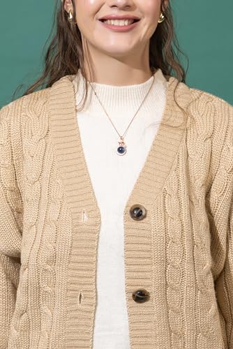 Image of Women Woolen V Neck Casual Wear Stylish 3 Button Cardigan Sweaters for Winter Season