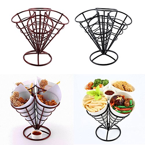 Support de panier de cône en métal pour frites et amuse-gueules de table - 6