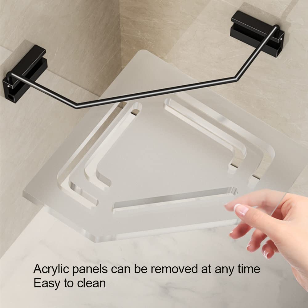 Estantes de baño de Esquina Estante de Ducha Corrugado de 2 Capas, Estante de Almacenamiento Triangular for baño, Estante de Esquina montado en la Pared(2 Layer)