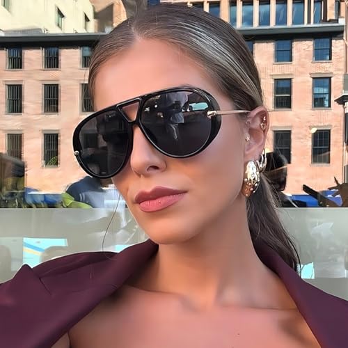 SODQW 2 Pack Oversized Aviator Sunglasses for Women Men With Earring Trendy Large Big Double Bridge 2025 Shades2