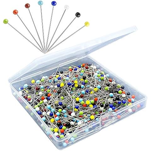 500PCS Sewing Pins for Fabric, Straight Pins with Colored Ball Glass Heads Long 1.5inch, Quilting Pins for Dressmaker, Jewelry DIY Decoration, Craft and Sewing Project by Sunenlyst Cover