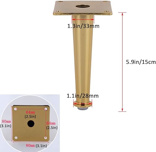Miniatura 2 de Furniture Legs,Sofa Legs,Coffee Table Legs,Metal Tapered Legs,DIY Replacement Legs,Foot Pad,with Screws,for Sideboards,Bedside