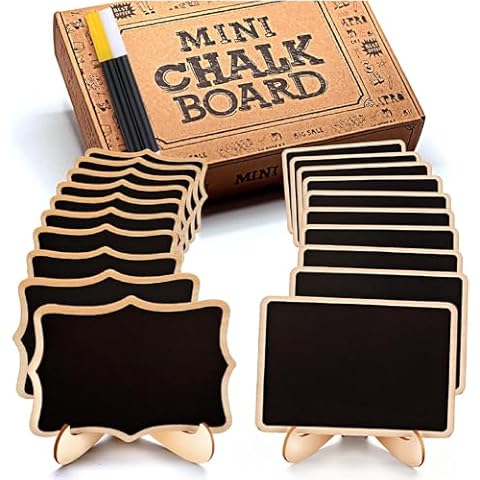 Mini Chalkboard Signs, 20 Pack Framed Small Chalkboard Labels with Easel Stand, Wooden Blackboard for Table Numbers, Food Signs, Wedding Signs, Message Board, Place Cards and Event Decorations Cover