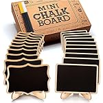 Mini Chalkboard Signs, 20 Pack Framed Small Chalk Board Food Labels with Easel Stand for Party Buffet or Wedding Celebration, Wooden Blackboard as Place Cards for Table Setting or Numbers