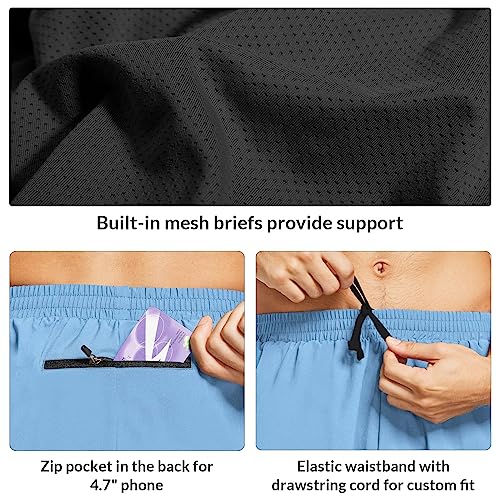 Image of baleaf Men's 5 inch Running Athletic Shorts for Workout Gym Tennis Sports Lightweight Quick Dry with Zipper Pocket