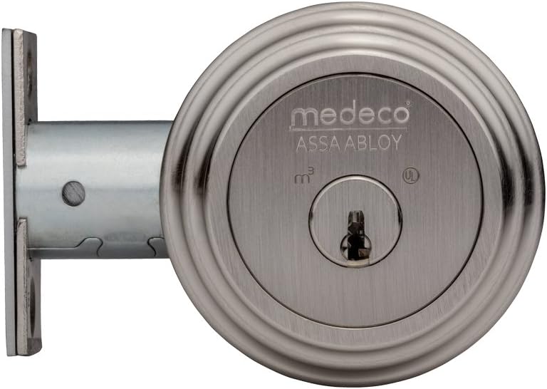 Medeco 11R502-26-1 Maxum Deadbolt, Single Cylinder, Satin Chrome Finish, 2-3/4" Backset, 1-1/8" Faceplate