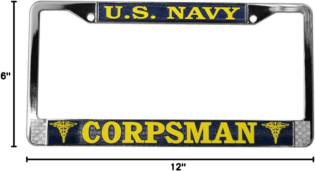U.S. Navy Corpsman License Plate Frame (Chrome Metal)