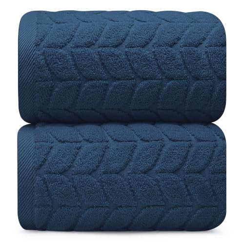 Luxury 100% Cotton Decorative XL Bath Sheet Set, Ultra Soft - Navy Blue