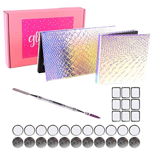 Empty Eyeshadow Palette Kit for Travel Cosmetics Bag with 2 Palettes, 1 Spatula, 40 Stickers (43 Pieces)