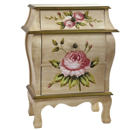 Nearly Natural Antique Night Stand w/Floral Art Nightstand, Beige/Pink/Gold,23" x 14.5" x 34.5" Nearly Natural Antique Night Stand w/Floral Art Nightstand, Beige/Pink/Gold,23" x 14.5" x 34.5"
