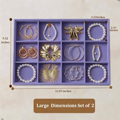 Image of Large Velvet Jewelry Tray Display Drawer Inserts 2 Pack