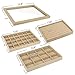Mebbay Stackable Sackcloth Jewelry Trays Organizer Set with Clear Lid, Jewelry Storage Display Trays for Drawer, Earring Necklace Bracelet Ring Organizer - Set of 4