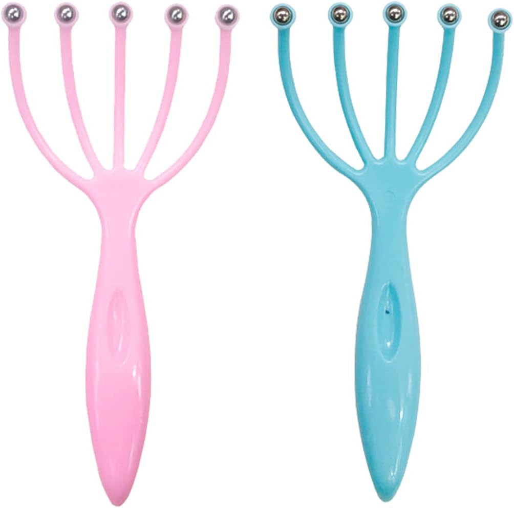 2Pack Head Massager for Hair Growth – Scalp Stimulating Handheld Massager for Deep Relaxation & Stress Reduction – Portable Spa Tool for Home, Office, and Travel (Blue+Pink)