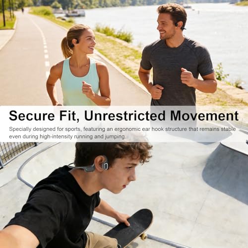 Image of Fanisic Lap Swimming Headphones /Earbuds, Bluetooth 6.0 & MP3 with 32GB Memory IP68 Waterproof Bone Conduction Headphones, Underwater Open Ear Headphones Secure Fit for Surfing Cycling Running(Black)