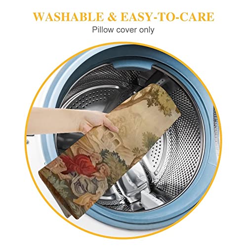 Rurals Antique French Aubusson Romantic Garden Scene Decorative Pillow Covers Cozy Soft Throw Pillowcase Square Couch Cushion Cover For Home Decor Sofa Living Room Bed Car 18X18 Inch #TOP3