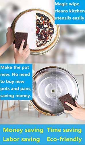 Image of Emery Sponge 8 Pieces, Carborundum Sponges Washing Kitchen Cleaner Tool, Durable Nano Sponge Descaling Rust Scrubbers for Kitchen Cleaning Scouring Pads Brown
