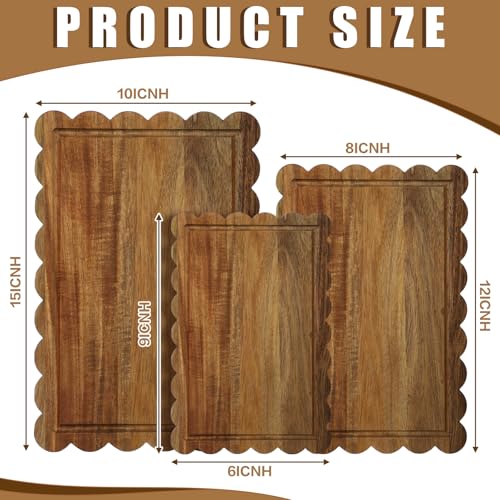 Set 3 tablas de cortar madera Acacia con ranura miniatura 3