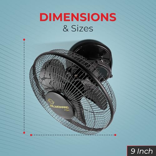 Image of Almonard 225mm High Speed Cabin Fan, High Velocity Blades with Rust-resistant Coating, Single Speed Setting, Cabin Fan for Office, Retail Kiosks, Available in Black