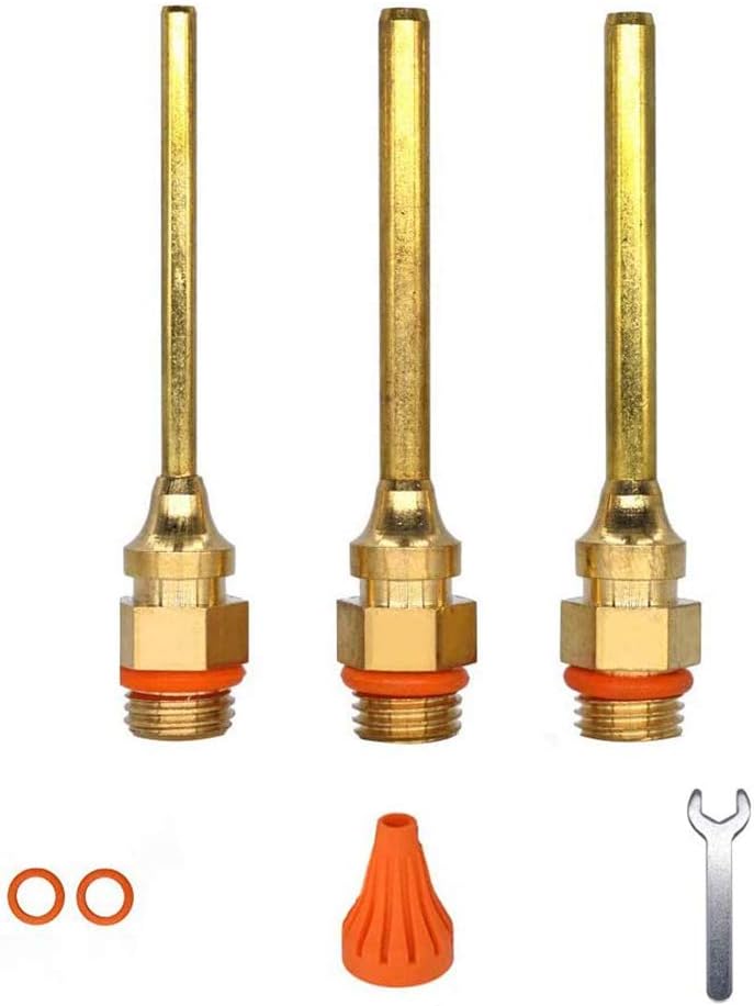 Pure Copper Glue Gun Nozzle 2.76" (70mm) Long 0.06" 0.08" 0.12" (1.5mm 2.0mm 3.0mm) Bore Diameter Thread Diameter 7/16 inch with Spanner and Protecting Jacket for Replacement 3Pcs/Set