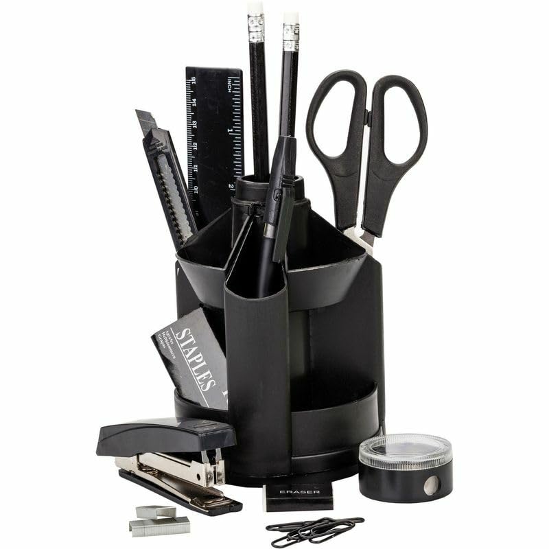 JMS Mini 11 Piece Desktop Stationery Set Black Office Desk Organiser Kit
