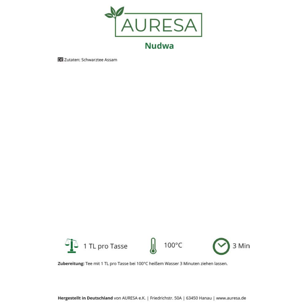 AURESA Schwarztee Nudwa | Assam Tee mit kräftigem Aroma | Äußerst vollmundig und dennoch angenehm im Geschmack