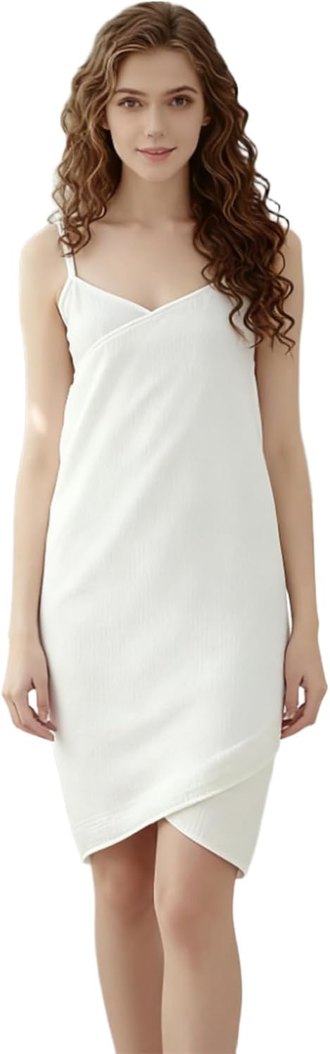 Women's Towel Wrap Robe with Adjustable Straps, Ultra Absorbent & Quick-Dry Bathrobe for Home and After Shower, M–L