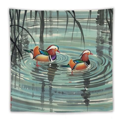 Tapisserie style chinois canards mandarins FHESDCW en polyester esthétique