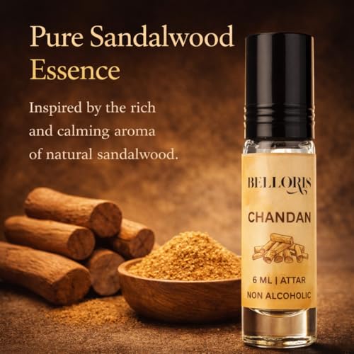 Image of Sandalwood Attar 6ml | Pure Chandan Ittar Perfume Oil | Long Lasting Non Alcoholic Fragrance | Premium Woody Attar for Men & Women | Roll-On Luxury Pocket Perfume Eid, Ramadan Gifts, Non Alcoholic & Vegan Fragrances