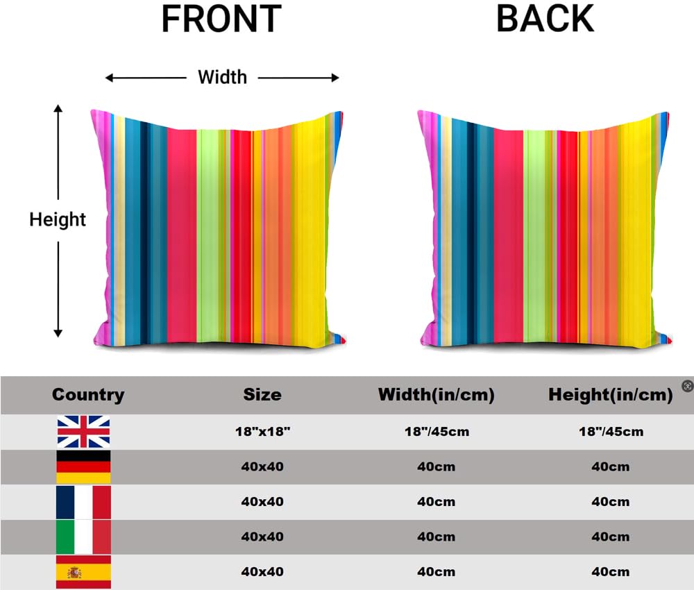 Cushion Cover Colorful Stripe Bright Rainbow Decor Home Throw Pillow Case Decorate for Livingroom Couch Bed Sofa Gifts 18"x18"(45x45cm) - Image 2