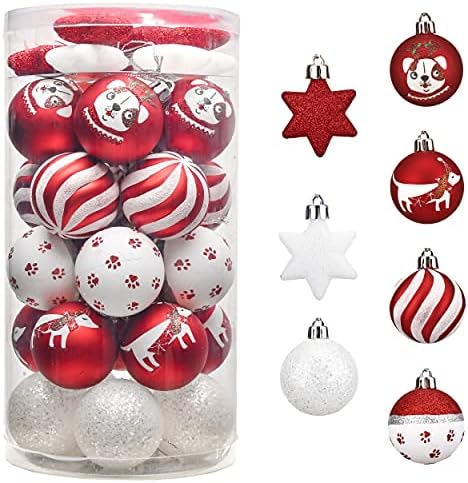 Valery Madelyn 35pcs 5cm Shatterproof Christmas Baubles, Luxury Red and Gold Christmas Ball Ornaments for Christmas Tree Decorations