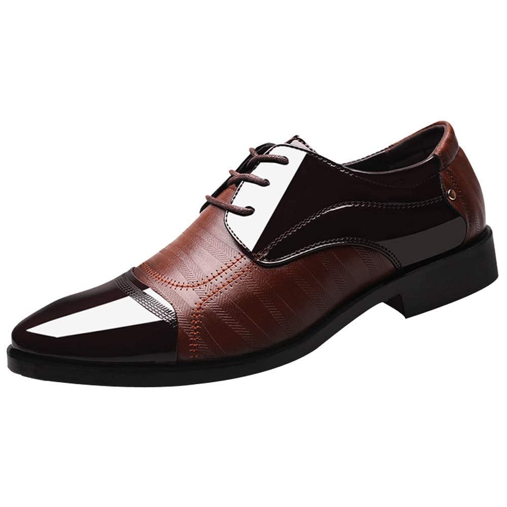 ZHOUYF Mens Dress Shoes Fashion Lace-up Breathable Wear Resistance Leather Shoes Business Wedding Work Office Meeting Formal Shoes