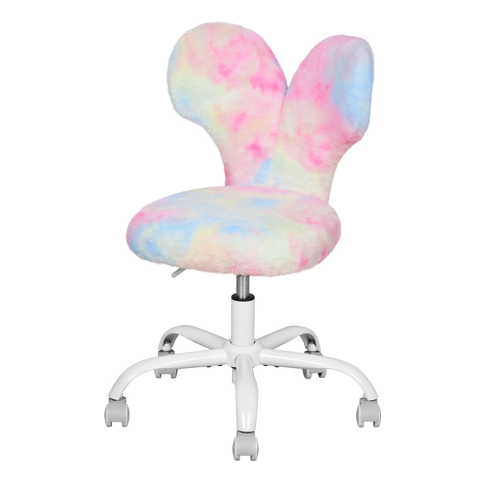 WOLTU Sedia per Bambini a Forma di Coniglio, Sedia da Scrivania con Ruote, Girevole a 360°, Altezza Regolabile, Schienale Avvolgente, per Cameretta, Rosa Multicolore