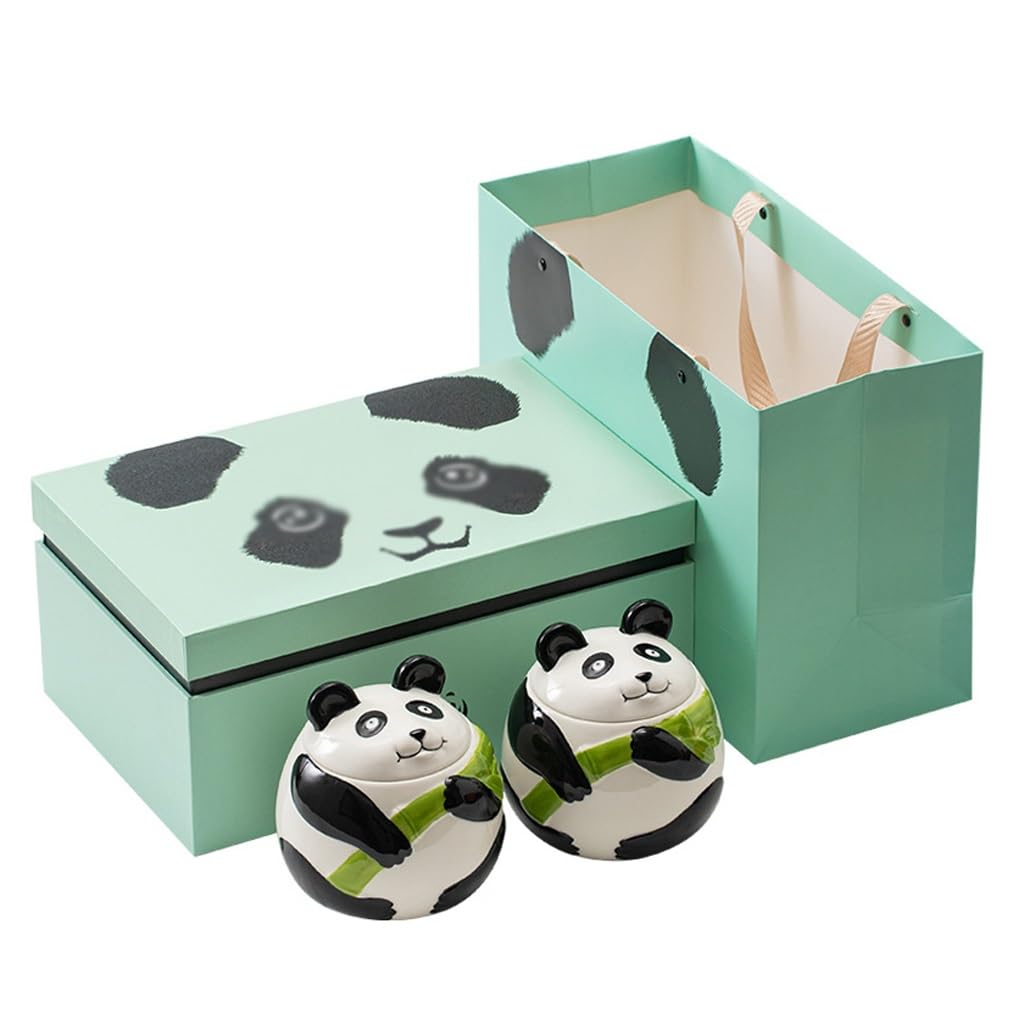 LYGSWDB Puszka na herbatę Panda, kreatywna puszka na herbatę, zamknięta, odporna na wilgoć puszka ceramiczna, puszka do przechowywania herbaty Pojemnik na herbatę
