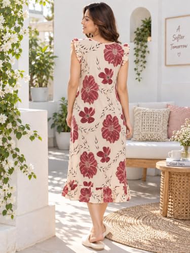 Image of CLOUD SOFT Women's Viscose Blend Comfort Short Nighty with Side Pockets (CS5001)
